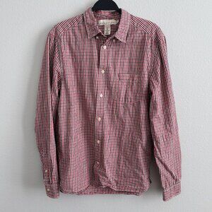 Cotton Red White Blue Gingham Plaid Oversized Button Down